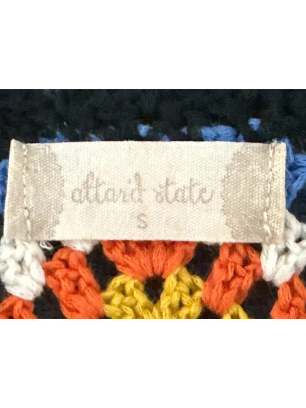 Altar'd State Blossom Crochet Granny Square Crop Top Multi Knit Boho Festival S